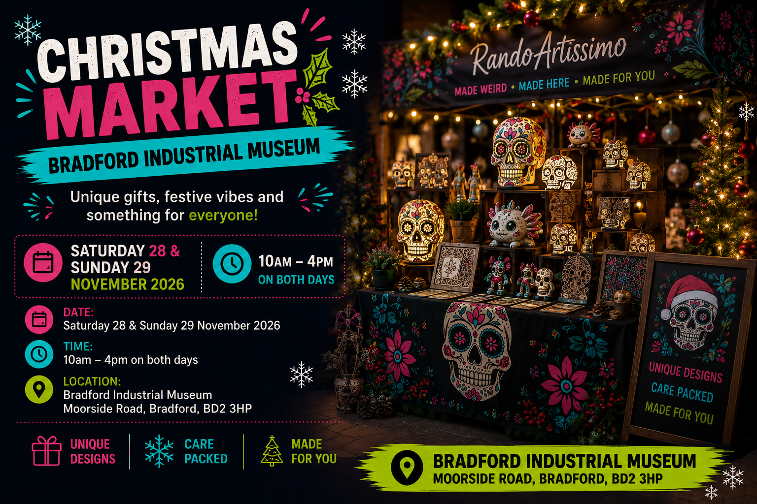 Bradford Industrial Museum Christmas Market — Sat 28 & Sun 29 Nov 2026, 10am–4pm
